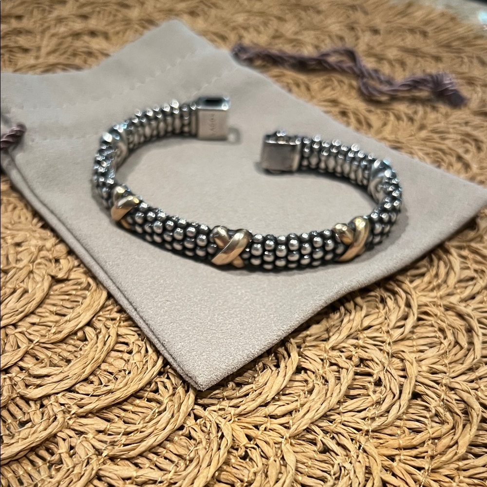 LAGOS Silver and Gold Caviar Beaded Bracelet